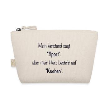 Lustiges Design / Lustiger Spruch / Sport & Kuchen - Bio-Täschchen - Natur - Vorne