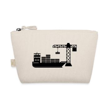 Sea container boat with crane unloading - Organic Pouch - nature - Front