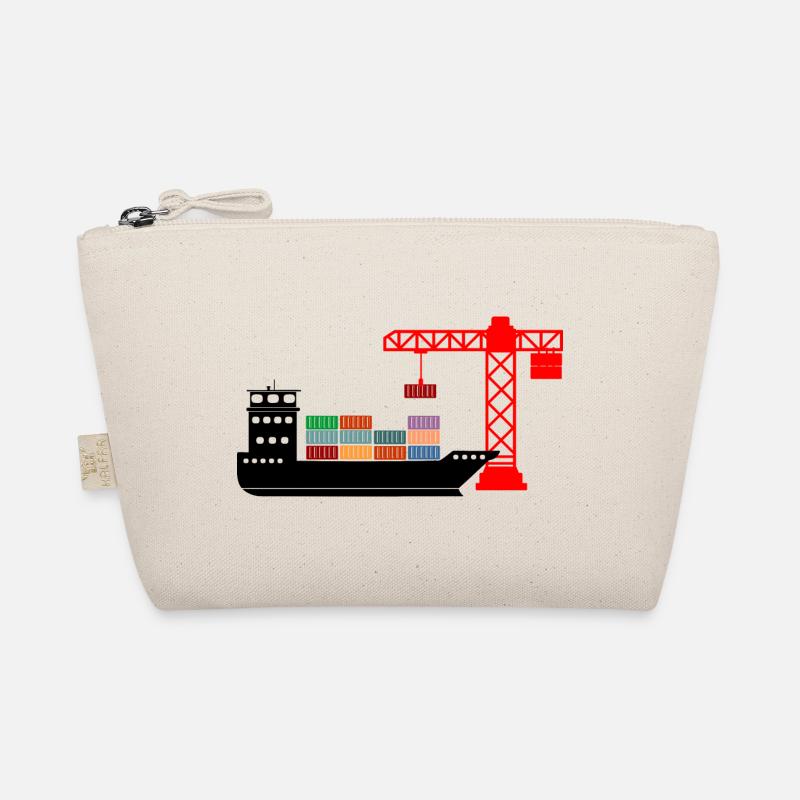 Sea container boat with crane unloading 2 Organic Pouch