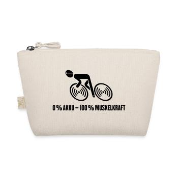 0 % Akku – 100 % Muskelkraft (Fahrrad / Black) - Bio-Täschchen - Natur - Vorne