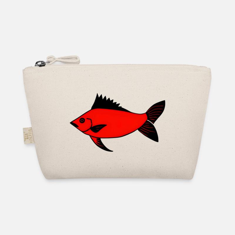 Expressionistischer Roter Trommler Fisch (Redfish) - Bio-Täschchen - Natur