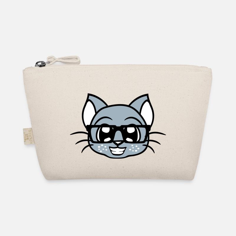 Smart Nerd Cat Lunettes à monture en corne Geek Kitten Trousse biologique