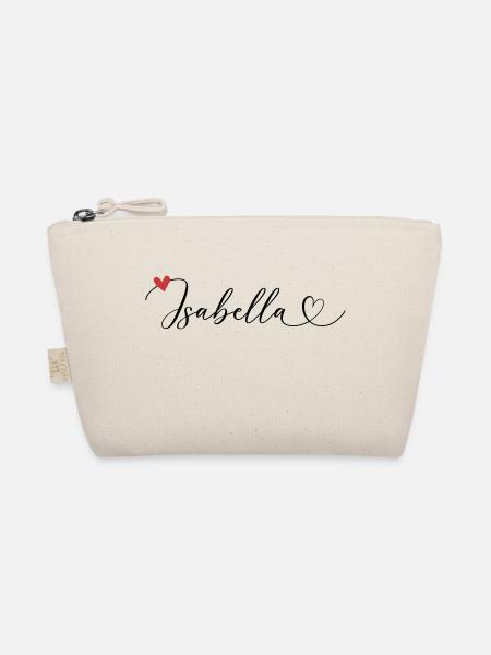 Isabella Nom Prénom Calligraphie coeur - Trousse biologique - nature - Devant