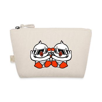 2 Vögel Baby Kind Rassel Windel Sonnenbrille Peace - Bio-Täschchen - Natur - Vorne