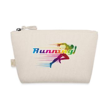 Colorful runner in sprint lettering "Running - Organic Pouch - nature - Front