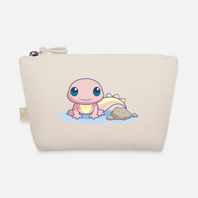 Small pink salamander at the water's edge Organic Pouch