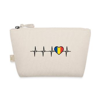 Romania Flag Heartbeat Romanian - Organic Pouch - nature - Front