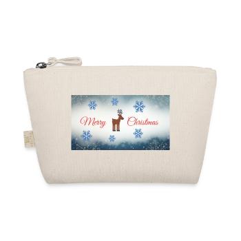 Merry Christmas Deer Motif with Snowflakes - Organic Pouch - nature - Front