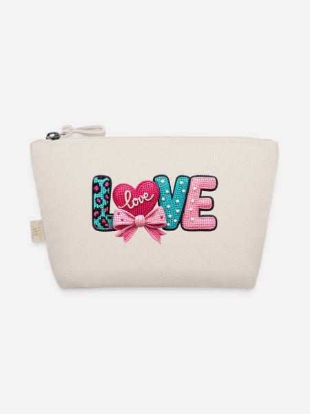 Love Love Heart Bow Pastel Romantic - Organic Pouch - nature - Front