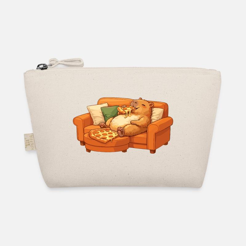 Capybara Sofa Pizza entspanntes Relax Motiv Bio-Täschchen