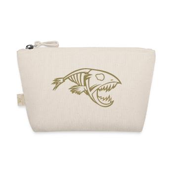 Minimalistische Piranha Silhouette Angler Fisch - Bio-Täschchen - Natur - Vorne
