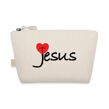Jesus Heart with Cross - Organic Pouch - nature - Front