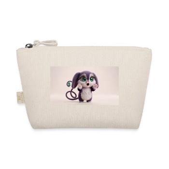 Surprised Cute Fluffy Creature with Big Green Eyes - Bio-Täschchen - Natur - Vorne