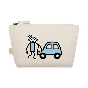 Strichmännchen Autowäsche - V2 - Bio-Täschchen - Natur - Vorne