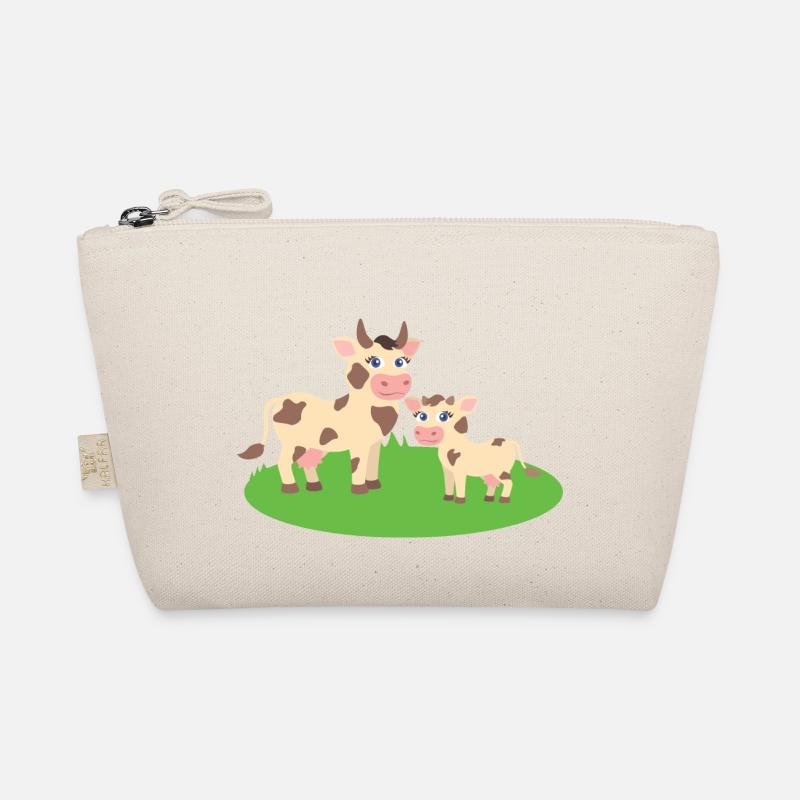 Kuh mit Kalb - Bio-Täschchen - Natur