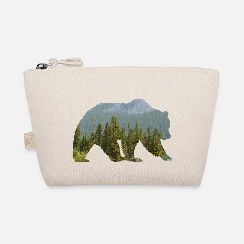 Bär im bergigen Wald Silhouette Bio-Täschchen