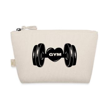 Fitness GYM dumbbel weight with heart - Organic Pouch - nature - Front