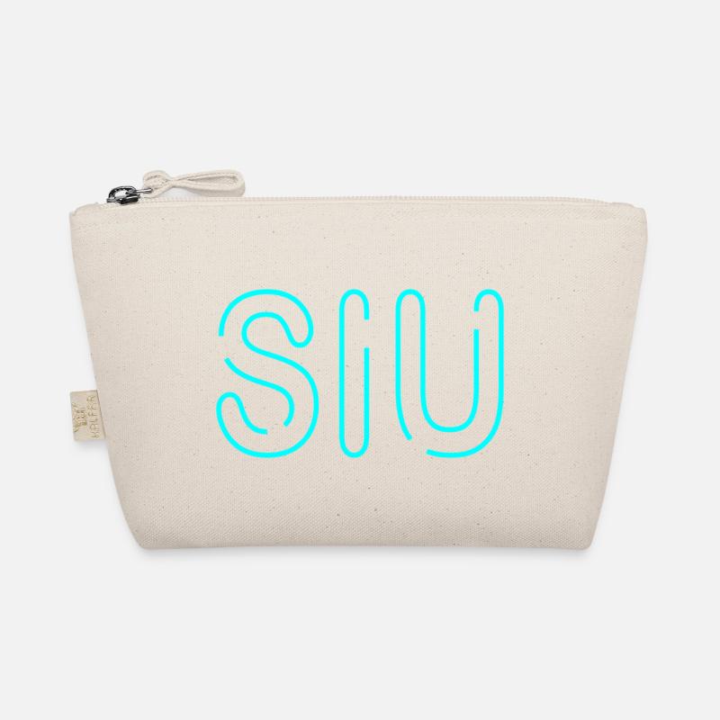 Jugendwort - Siu - dünne Neonschrift in hell blau - Bio-Täschchen - Natur