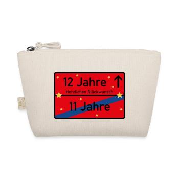 12 Jahre Ortsschild Herzlichen Glückwunsch rot - Bio-Täschchen - Natur - Vorne