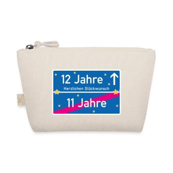 12 Jahre Ortsschild Herzlichen Glückwunsch Blau - Bio-Täschchen - Natur - Vorne