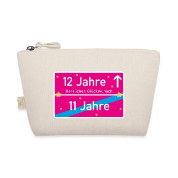 12 Jahre Ortsschild Herzlichen Glückwunsch Pink - Bio-Täschchen - Natur - Vorne