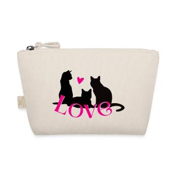 Love Cats with heart - pour les amoureux des chats - Trousse biologique - nature - Devant