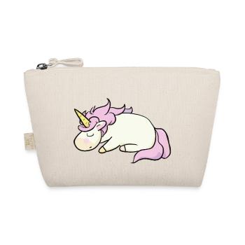 Schlafendes Einhorn Faul Faulenzen Geschenkidee - Bio-Täschchen - Natur - Vorne