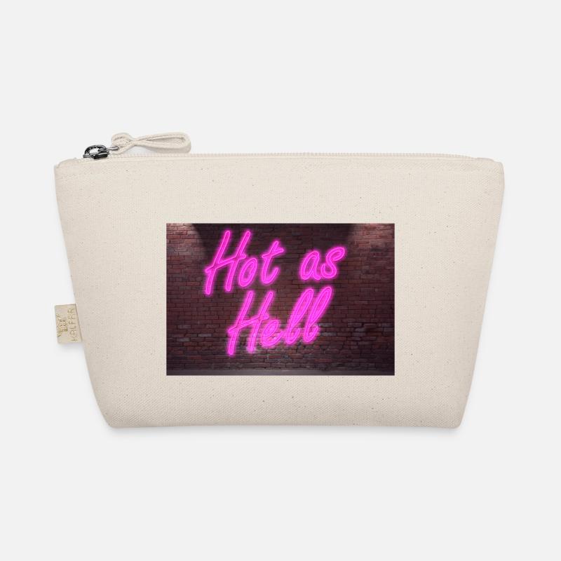 Neon sign Hot as Hell on brick wall Organic Pouch