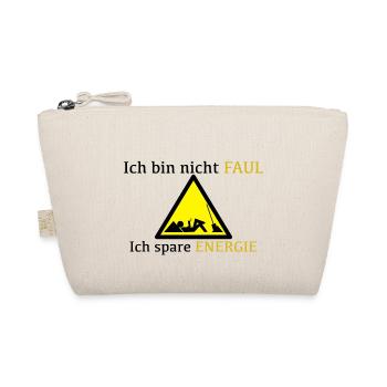 T-Shirt|Aufdruck|Energie|Faul|Smart|Sparen| - Bio-Täschchen - Natur - Vorne
