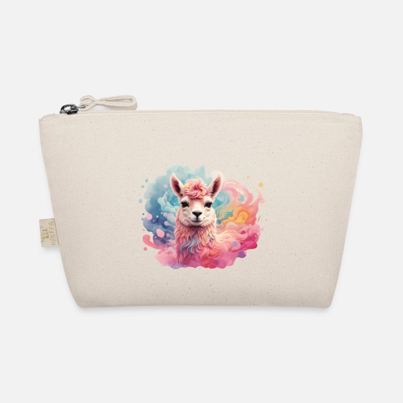 Lama, Alpaka, bunt, Kind, Geschenk, niedlich, süß - Bio-Täschchen - Natur