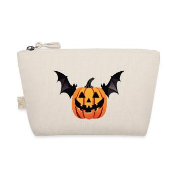 Scary bat pumpkin head with wings - Organic Pouch - nature - Front