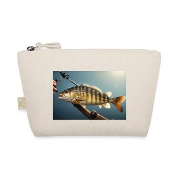 Großer Barsch Fisch am Haken - Bio-Täschchen - Natur - Vorne