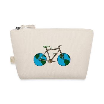 Planet Earth Bike, Cycling Pun, Bicycle Wheel Art - Organic Pouch - nature - Front