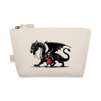 Kleines Mädchen mit Drachen - Bio-Täschchen - Natur - Vorne