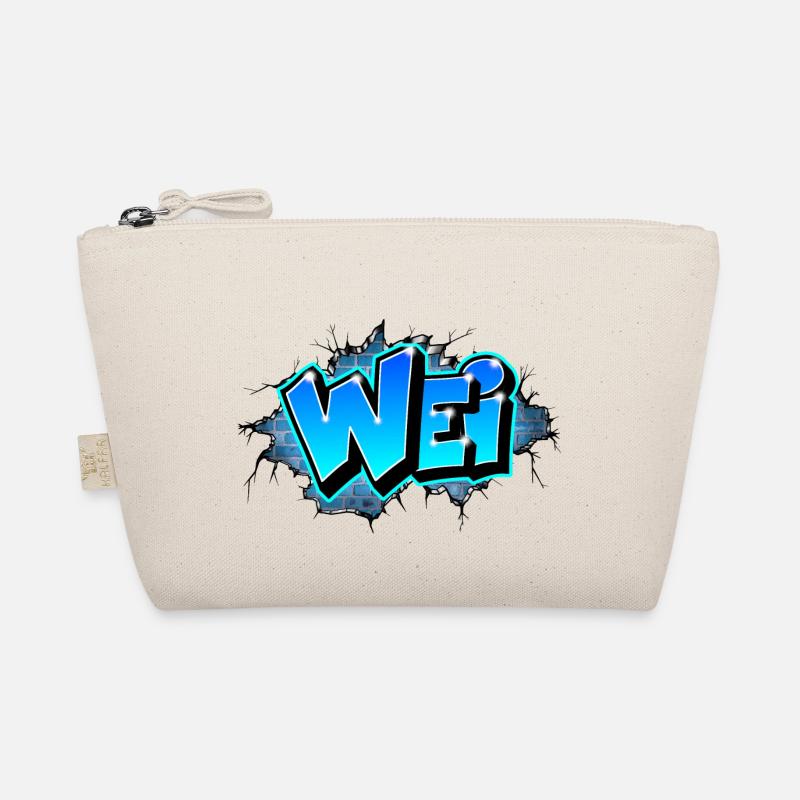 Graffiti WEI Wall Crack Brick BLeu Organic Pouch