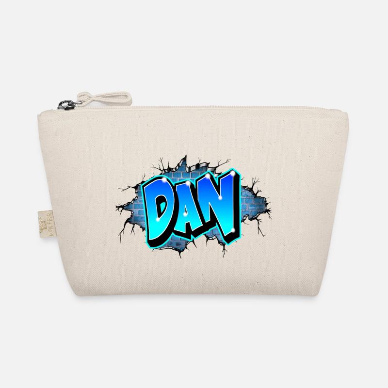 Graffiti DAN Wand Risse Blaue Ziegel - Bio-Täschchen - Natur