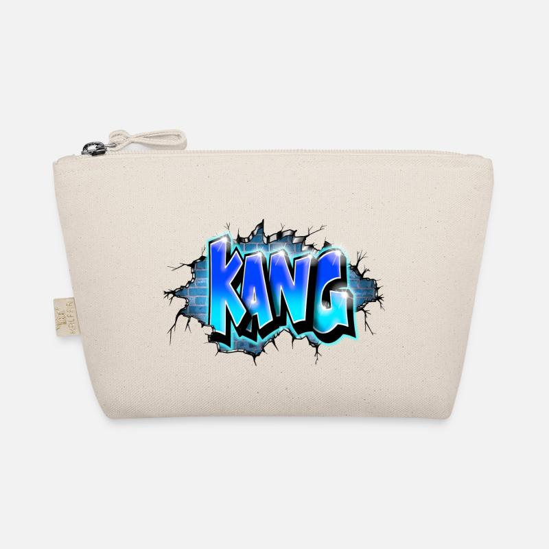 KANG GRAFFITI NAME PRINT Blau - Bio-Täschchen - Natur