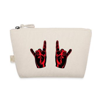 Zwei Heavy Metal Hard Rock Hörner Finger Handgeste - Bio-Täschchen - Natur - Vorne