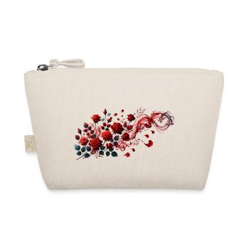 Rote Rosen mit eleganter Rauchschlaufe - Bio-Täschchen - Natur - Vorne