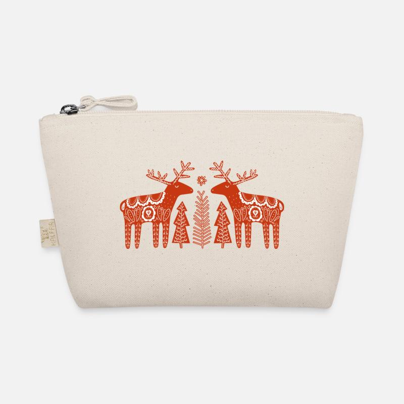 Twin Reindeer Christmas Folk Organic Pouch