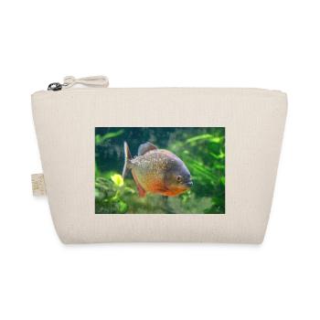 Piranha Fisch silber rot Scharfe Zähne - Bio-Täschchen - Natur - Vorne