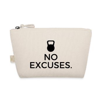 Fitness T Shirt: No Excuses / Gym with Kettlebell - Organic Pouch - nature - Front
