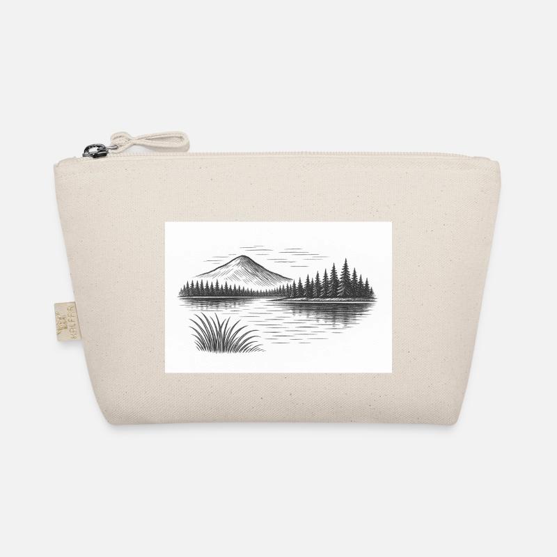 Bergpanorama hinter See Bio-Täschchen