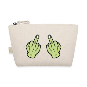 Middle Finger Hand Naughty - Organic Pouch - nature - Front