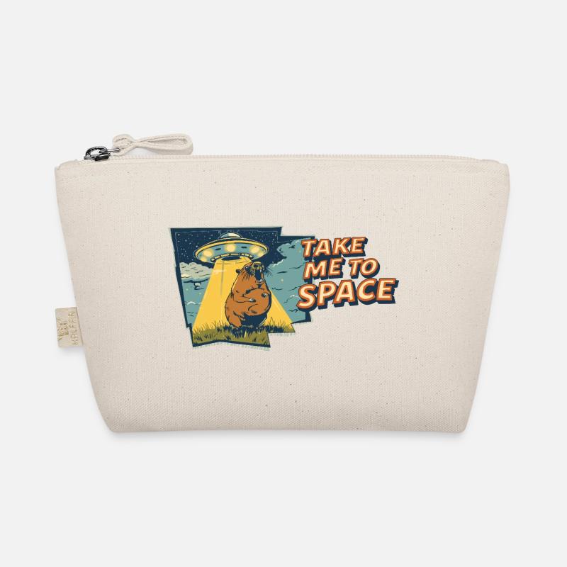 Take Me to Space Capybara UFO Pop-Art - Bio-Täschchen - Natur