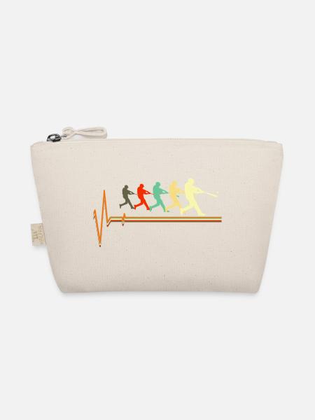 Baseball Herzschlag EKG Puls Retro Batter Sports - Bio-Täschchen - Natur - Vorne