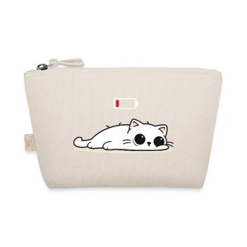 Battery Low – Cute Cat in Social Battery Mode - Organic Pouch - nature - Front