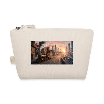 Time Travel: Retro Steam Train and Futuristic City - Organic Pouch - nature - Front