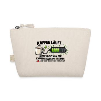 Kaffee läuft, Akku lädt – Geschenk Büro - Bio-Täschchen - Natur - Vorne