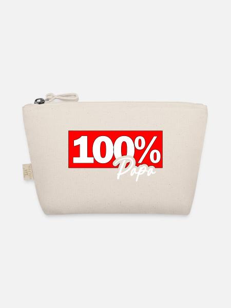 100% Papa Typo Grafik - Bio-Täschchen - Natur